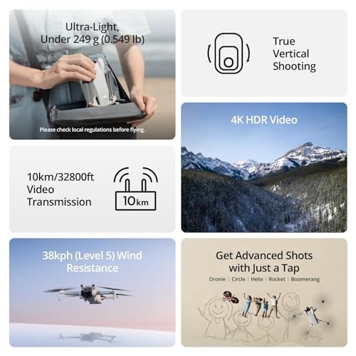Lightweight Mini Camera Drone with 4K HDR Video, 3 Batteries N109419