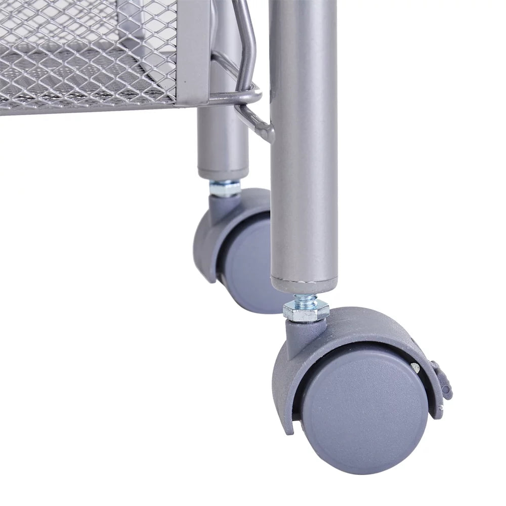 4 Tier Slim Storage Cart Mobile Shelving Unit Organizer Rolling Utility Cart Tower Rack Plastic Stainless Steel Silver N262635