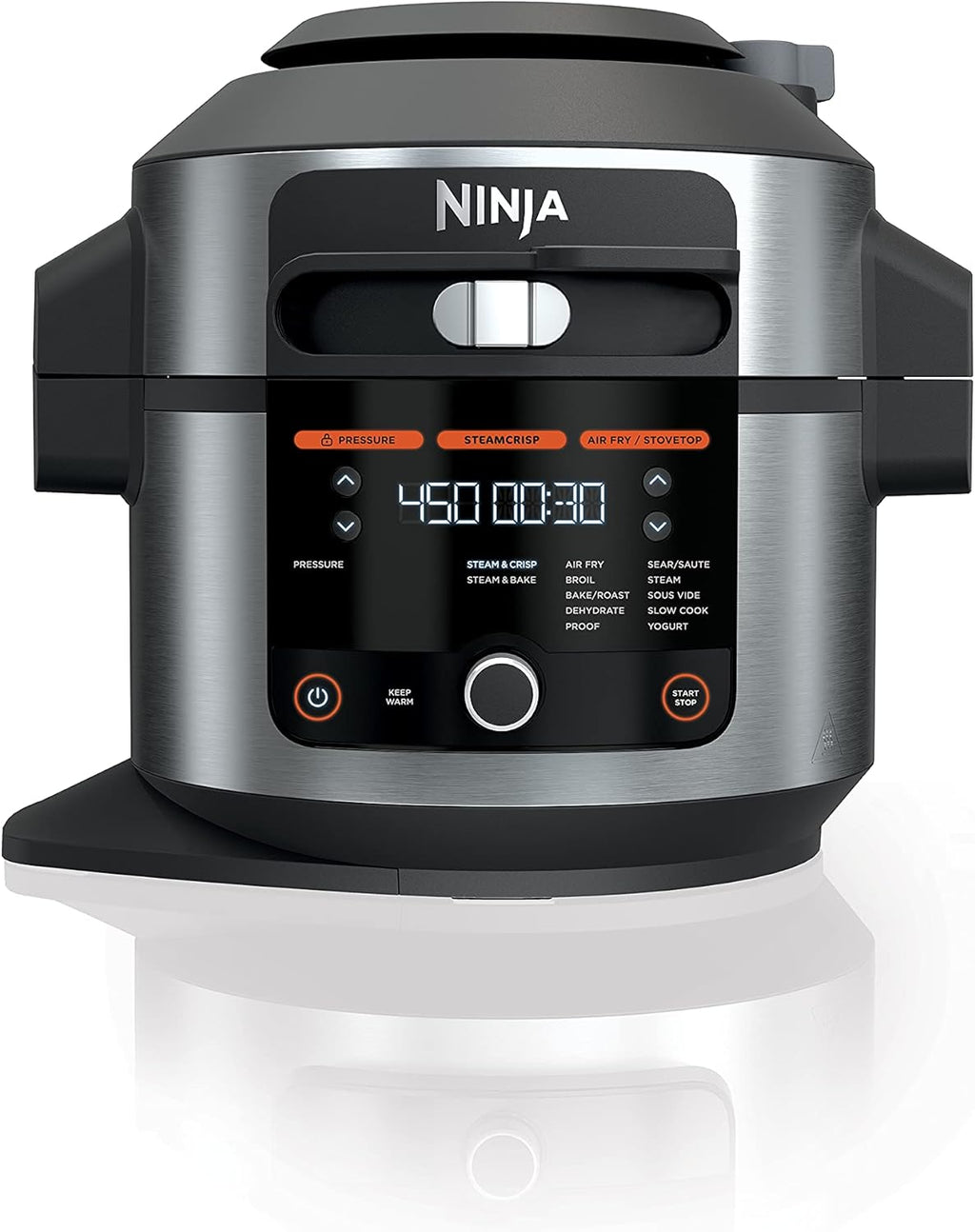 Silver/Black 8 Qt. Pressure Cooker Steam Fryer K39353