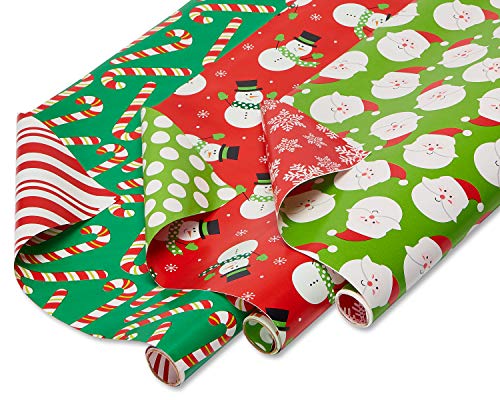 120 sq. ft. 4 Roll Christmas Wrapping Paper Set with 7 Adhesive Bows and 30 Gift Tag Stickers R283454