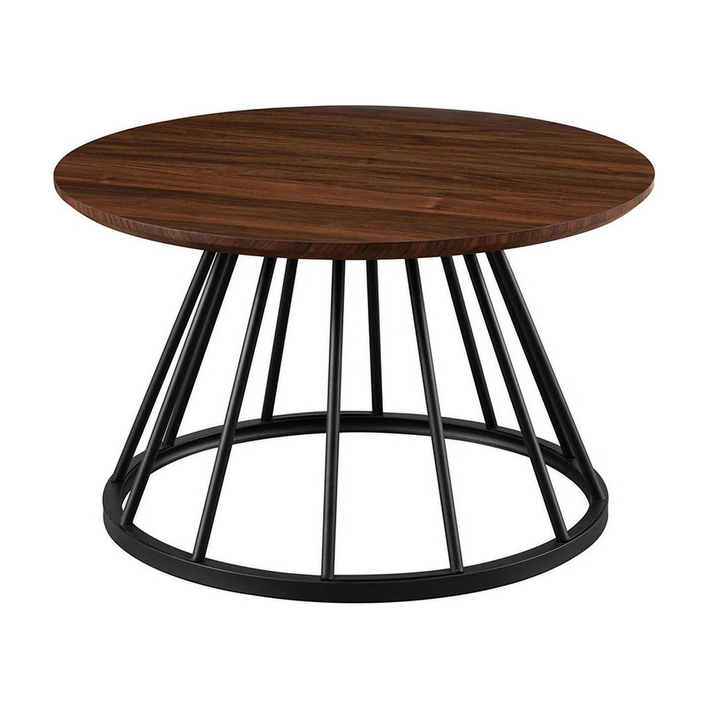 Dark Walnut Black Wood Coffee Table with Metal Base J309450