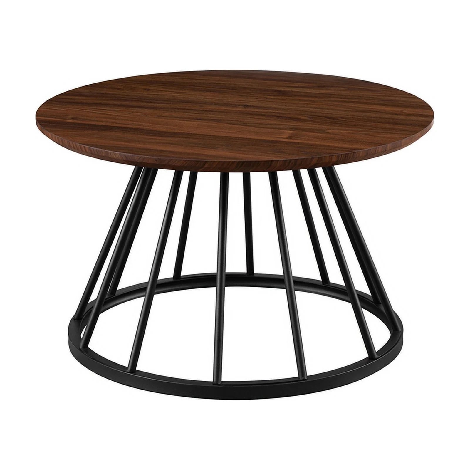 Dark Walnut Black Wood Coffee Table with Metal Base J309450