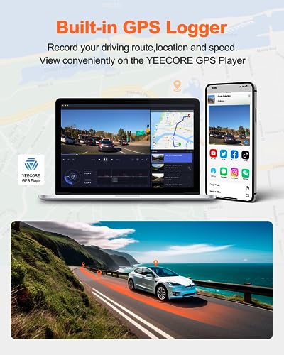 Dual Dash Cam 5G WiFi GPS, 4K+HDR 1080P Front and Rear, 3.3" Screen, Night Vision, Parking Mode, G-Sensor, Support 512GB Max C920573