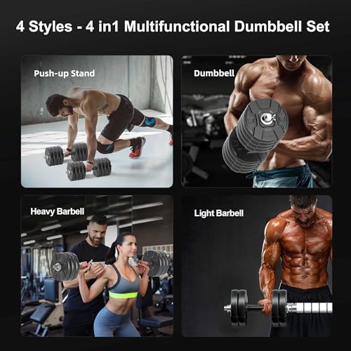 Heavy Adjustable Dumbbell Barbell Set, Metal Dumbbell Grip and Barbell Bar, 1" Center Hole Weight Plate J520997