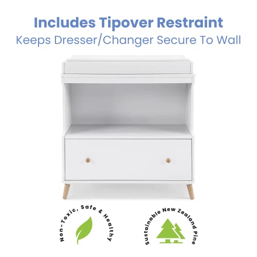 Bianca White Natural Convertible Changing Table with Drawer K41385