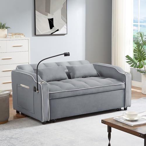 3-in-1 Velvet Convertible Sleeper Sofa Bed E85983