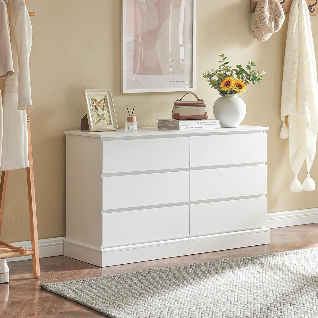 White 6 Drawer Wood Dresser P9548