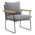 Charcoal Fabric Armchair with Natural Arms and Black Sled Base R928