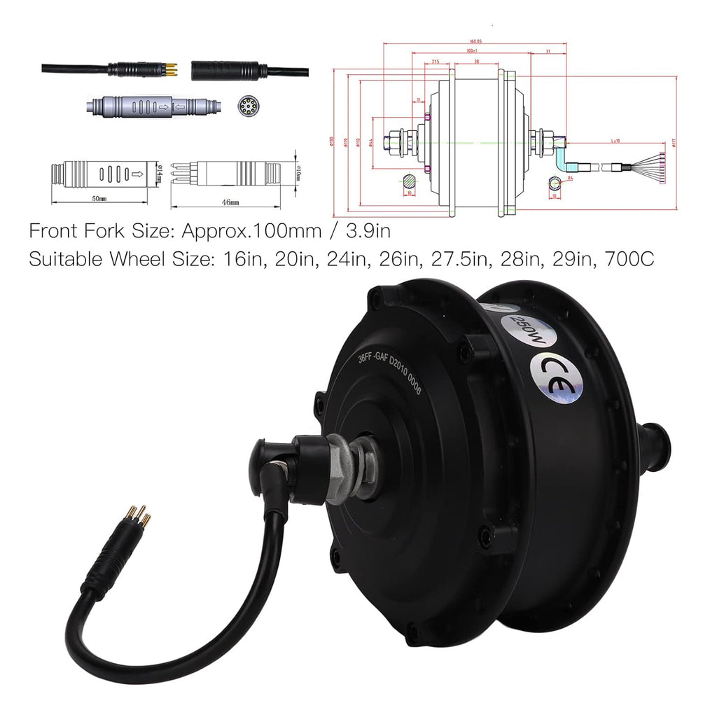 36V 250W Waterproof Front Wheel Ebike Conversion Motor Kit Q445032