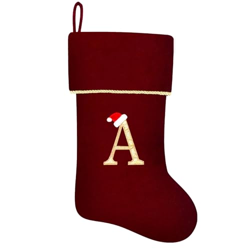 Blue Velvet Christmas Stocking with Gold Trim C66267