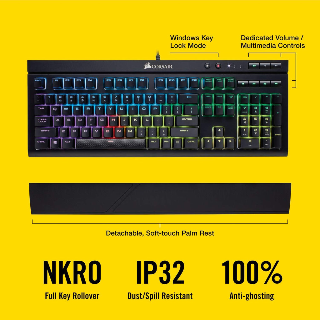 Black Mechanical Gaming Keyboard with RGB Backlit Cherry MX Red Switch F3073