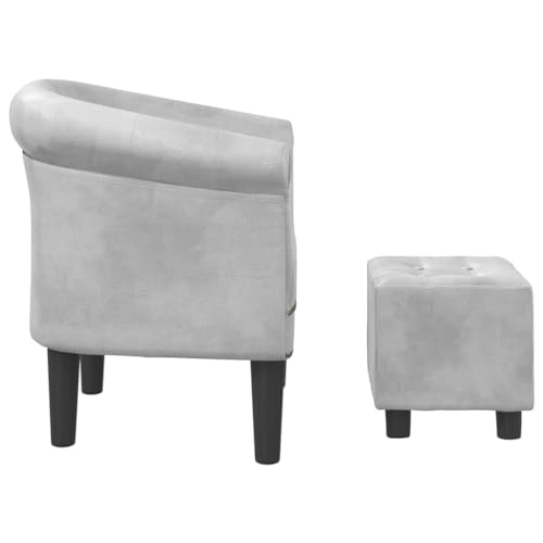 Silver Faux Leather Tub Chair with Footstool R638