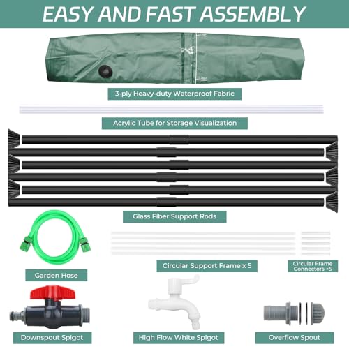 Black 53 Gallon Rain Barrel with Filter Two Spigots and Overflow Kit O95231