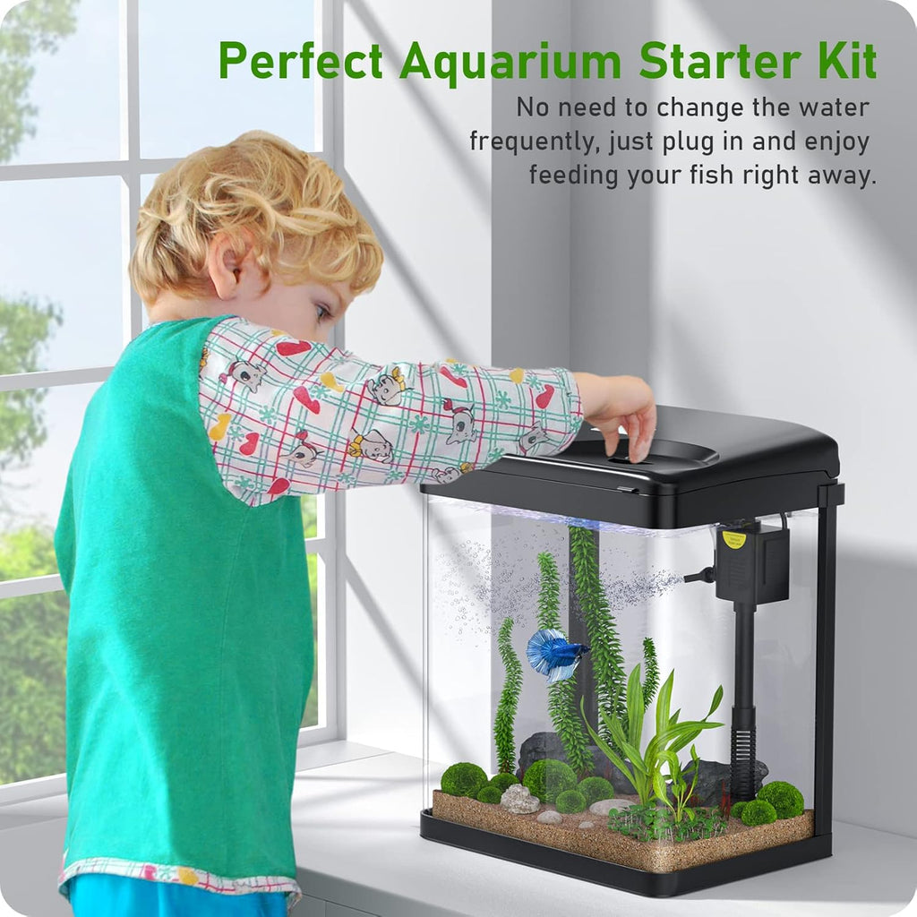 2 Gallon Glass Fish Tank with Filter Light E62363