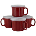Set of 4 Red 16 fl oz Soup Mug with Lid K261158