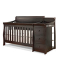 White Convertible Crib and Changer with Solid Panel Back Wooden Baby Bed Toddler Full-Size Nursery S112