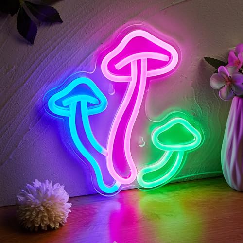 LED Neon Mushroom Cute Neon Sign USB Powered Night Light 3D Wall Art Decor Lamp P875