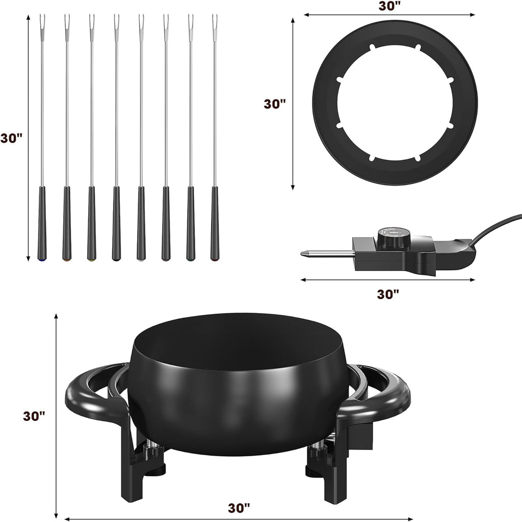 3 Quart Electric Non-Stick Fondue Pot Set with 8 Forks P407740