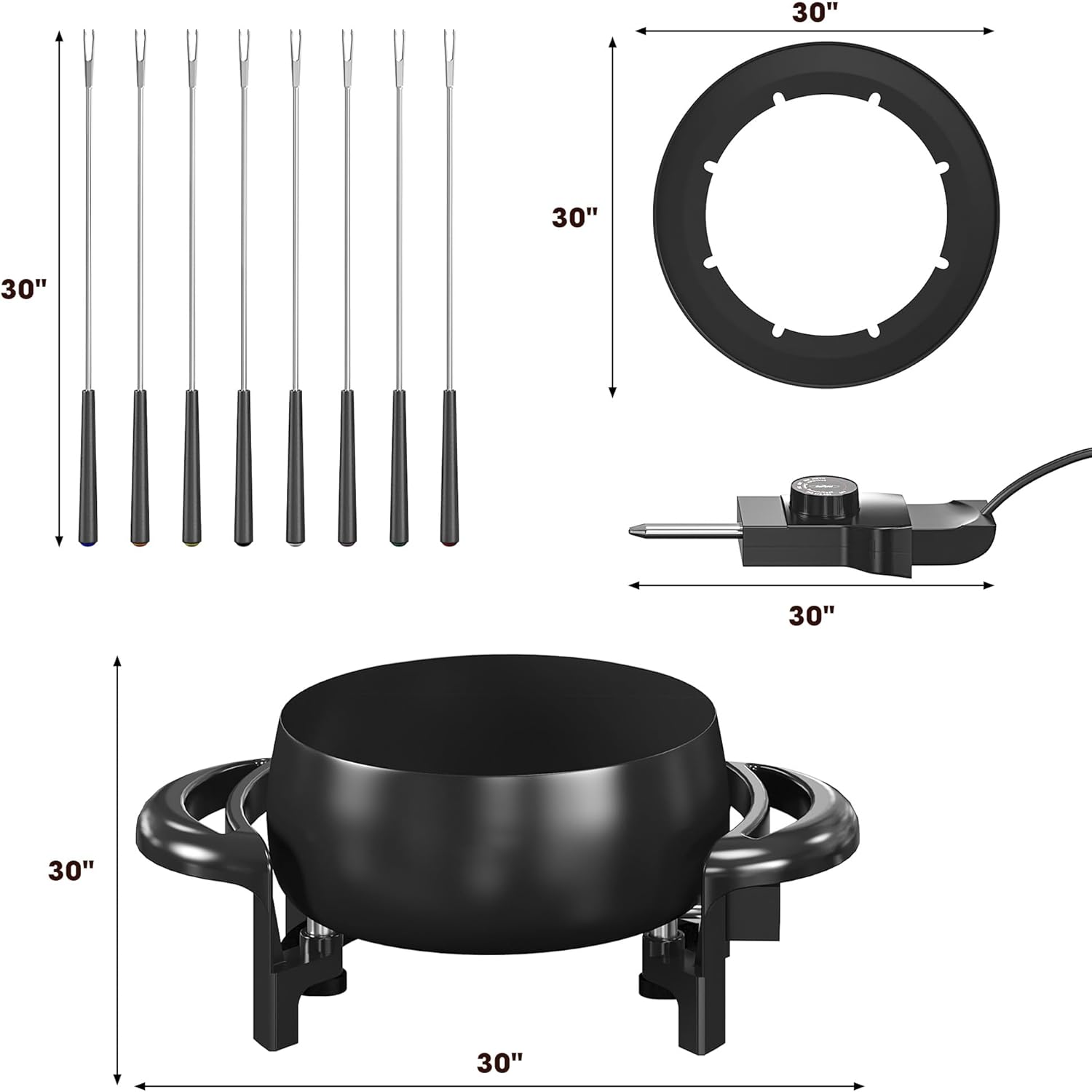 3 Quart Electric Non-Stick Fondue Pot Set with 8 Forks P407740