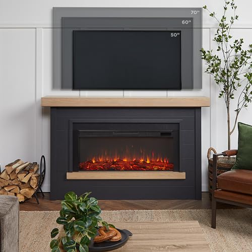 White 67" Electric Fireplace with Mantel X1386