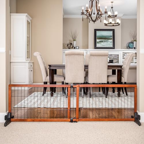 70-Inch Wide Adjustable Freestanding Wood Pet Gate R251
