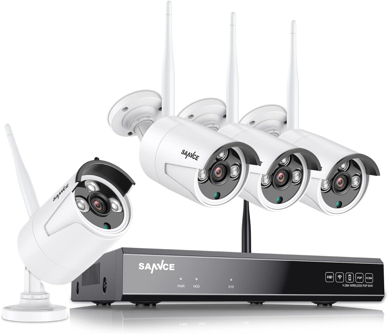 5MP Wireless NVR Security System with 4Pcs 3MP WiFi Surveillance Cameras F884