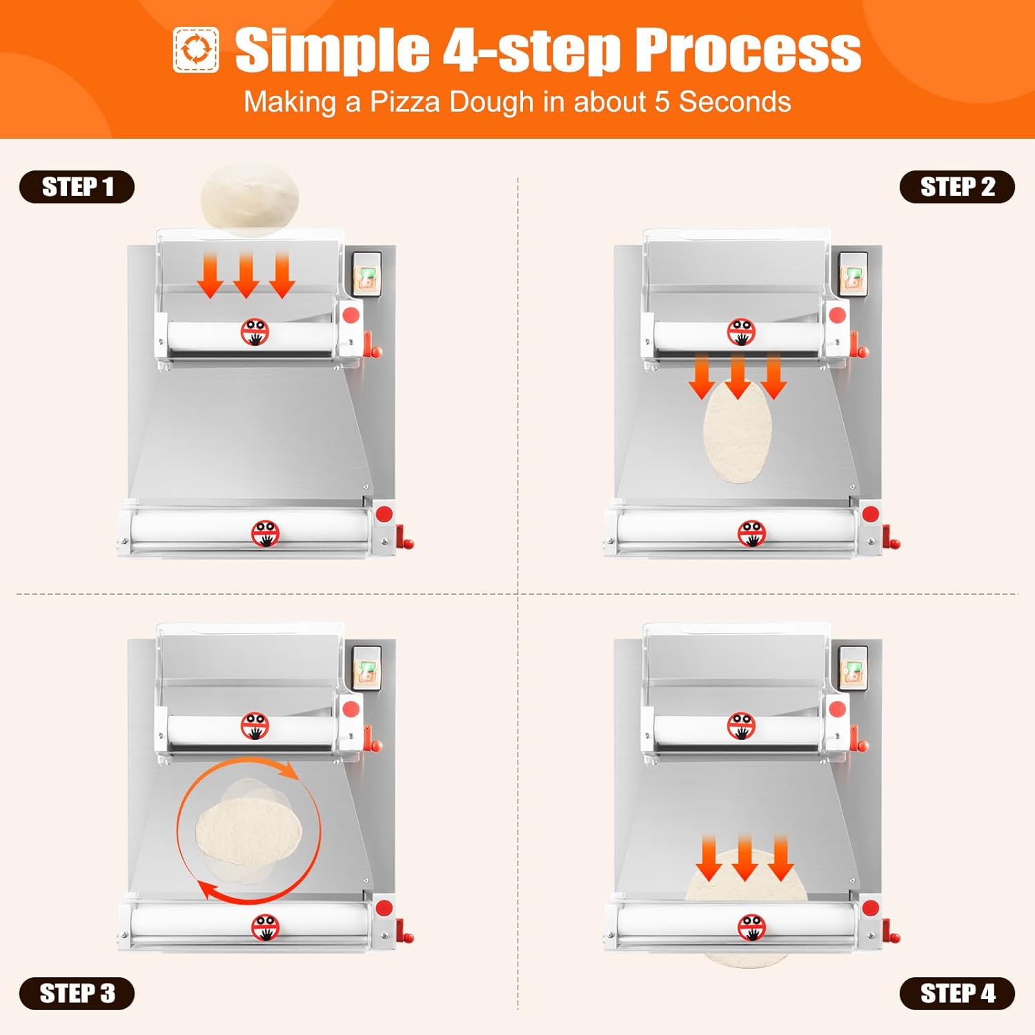 4-15 Inch Automatic Commercial Electric Pizza Dough Sheeter Machine V7425