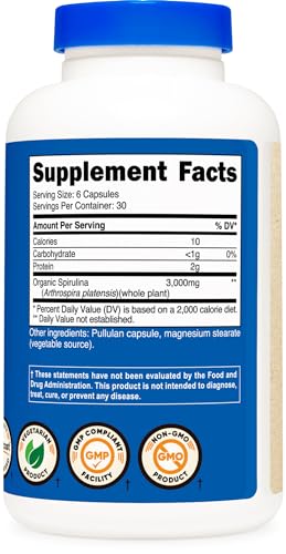 Spirulina 3,000mg 180 Capsules Organic J4847
