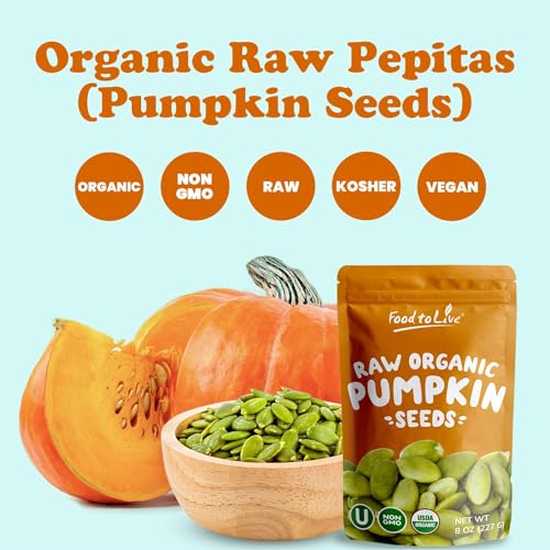 Organic Raw Pepitas, 12 Ounces — Pumpkin Seed Kernels, Unsalted, No Shell E6079