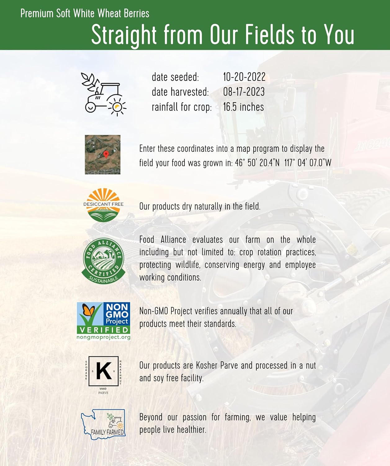 25 LBS Soft White Wheat Berries T476