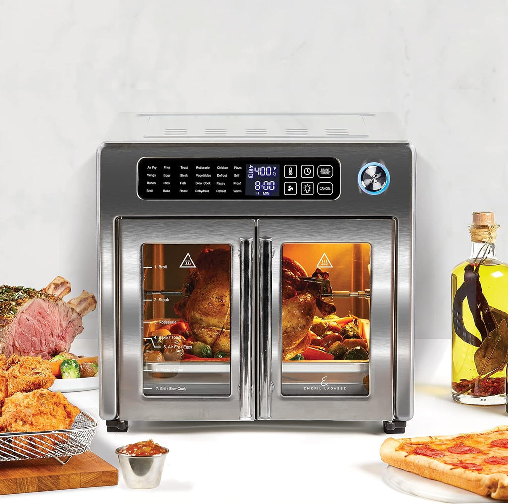 26 QT Extra Large Air Fryer Convection Toaster Oven with French Doors Stainless Steel B86958