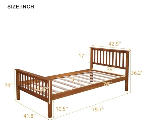 Twin Bed Frame Platform with Headboard and Footboard O503129