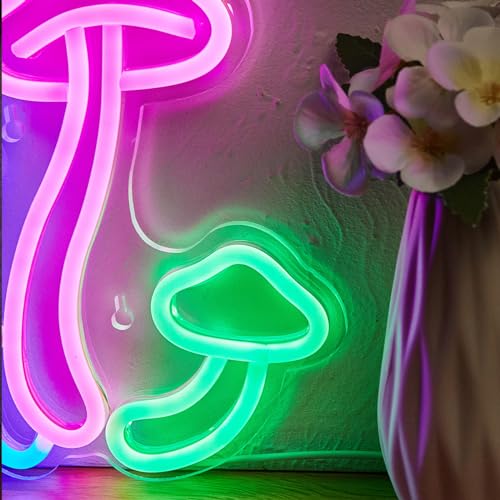 LED Neon Mushroom Cute Neon Sign USB Powered Night Light 3D Wall Art Decor Lamp P875