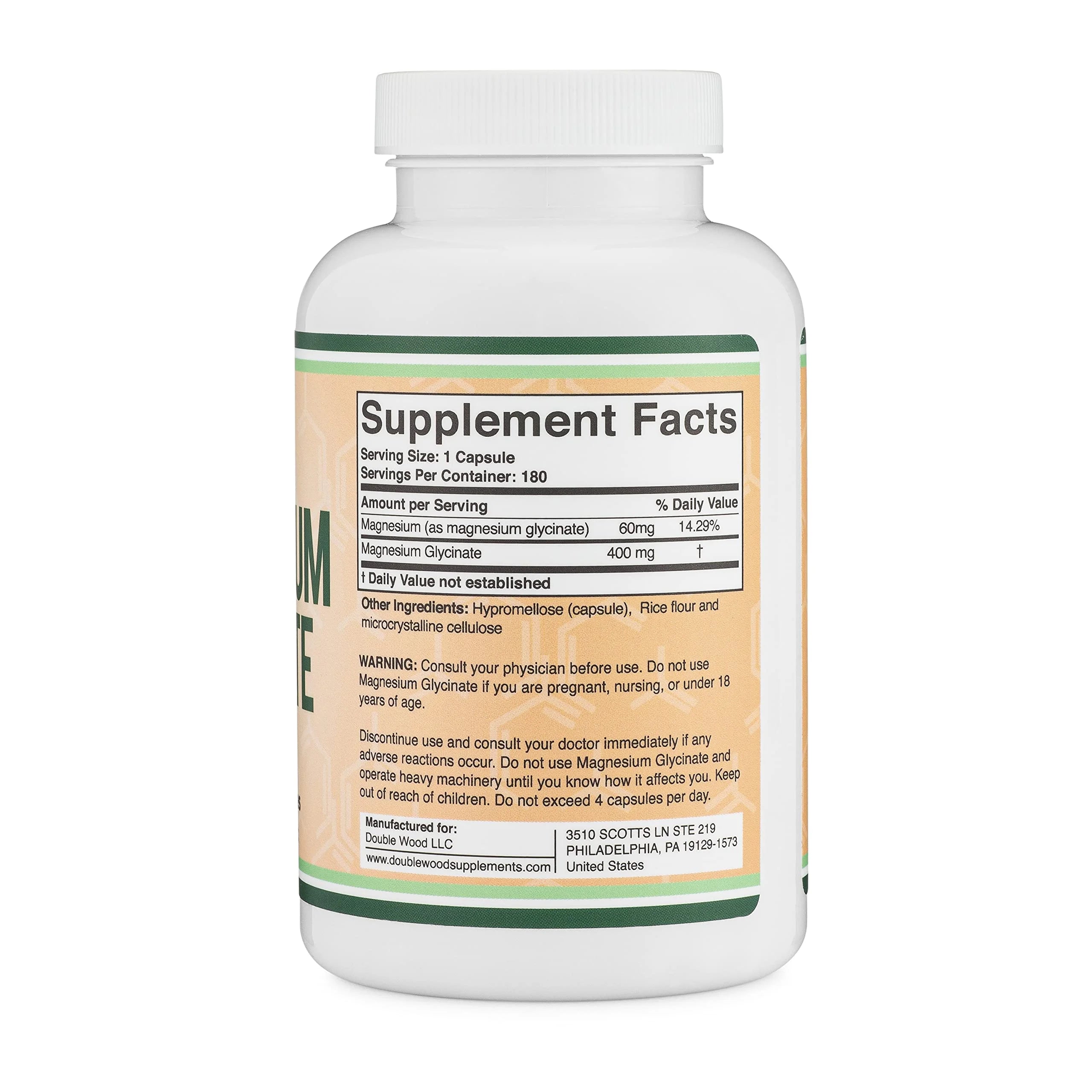 Magnesium Glycinate 400mg, 180 Capsules Y426240