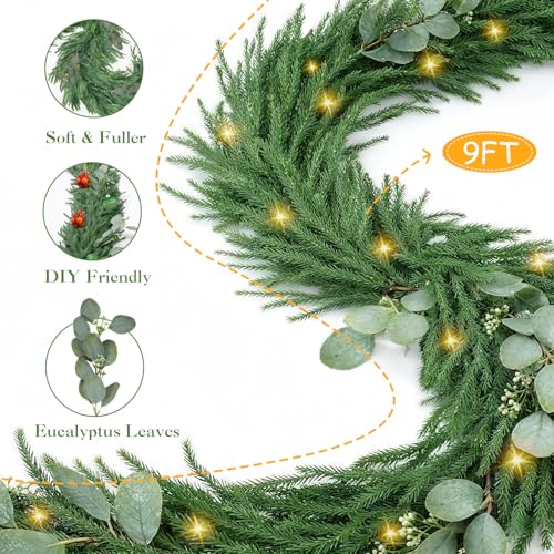 2 Pack 9FT Artificial Pre-lit Christmas Garland with Lights B565338