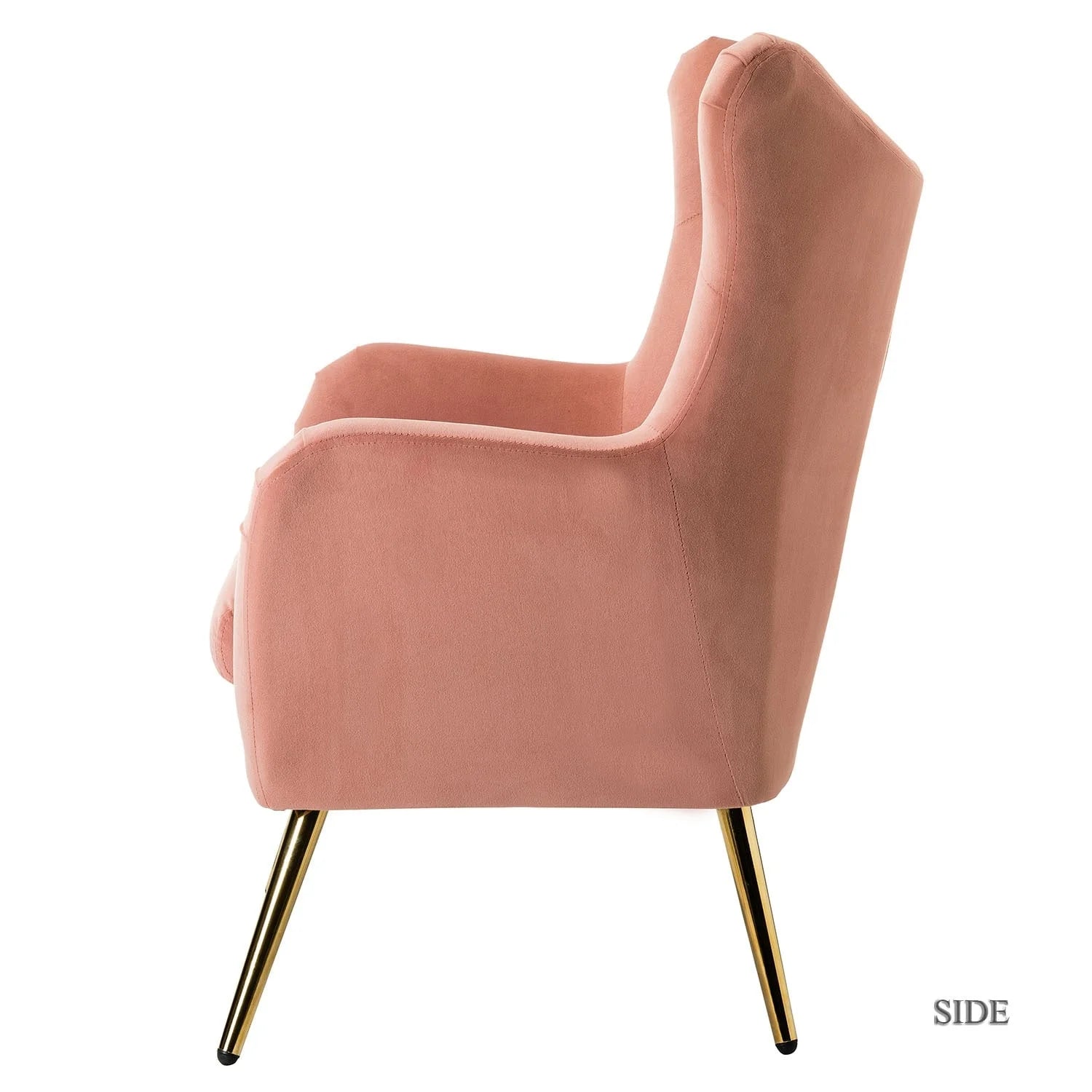 Tufted Velvet Accent Chair with Wingback and Metal Gold Legs G680467