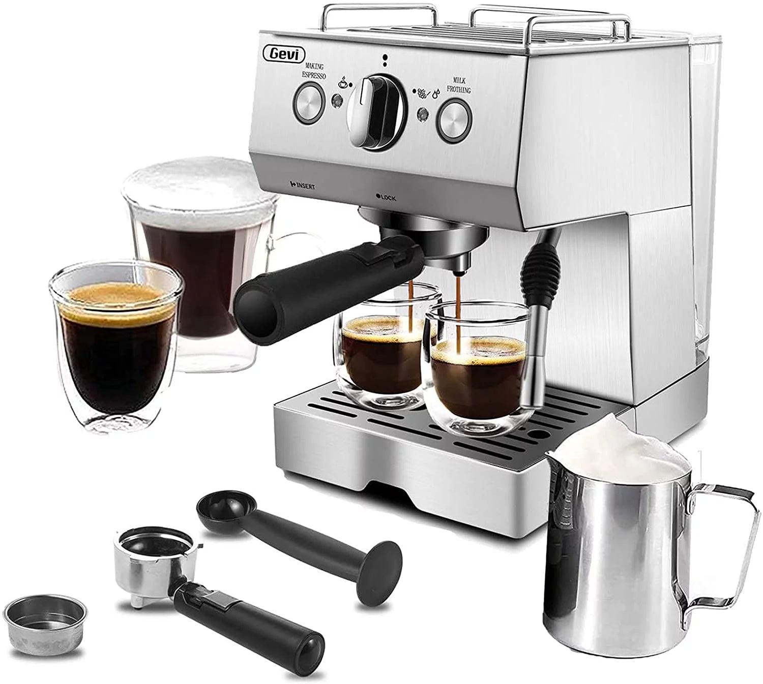 Silver Stainless Steel 15 Bar Espresso Machine I567545