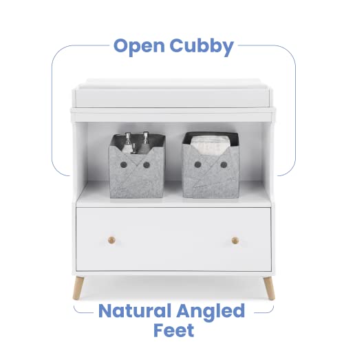 Bianca White Natural Convertible Changing Table with Drawer K41385
