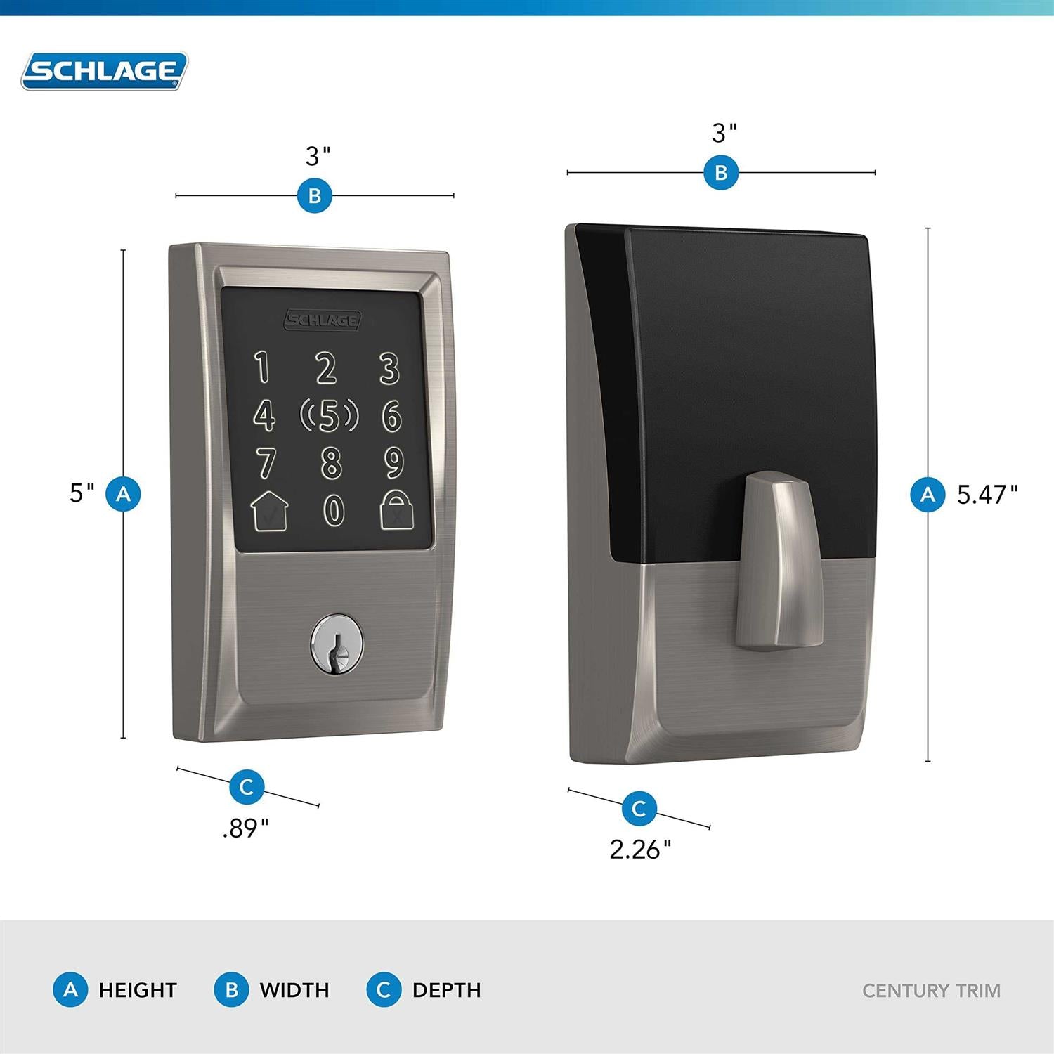Encode Plus Century Touchscreen Electronic Deadbolt with WiFi T995142