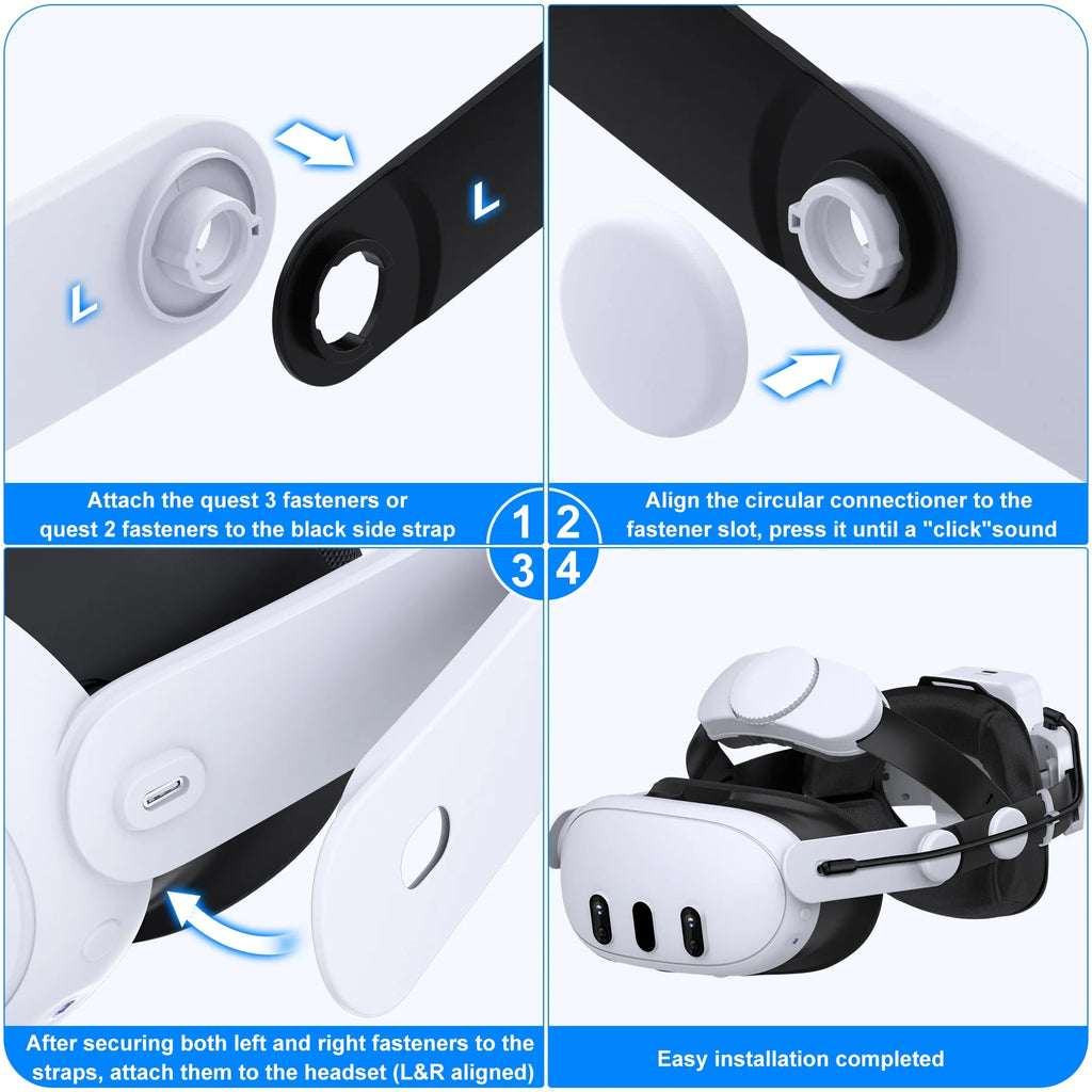 Head Strap with 7500mAh Rechargeable Battery for Oculus Quest 2 & 3 B10136