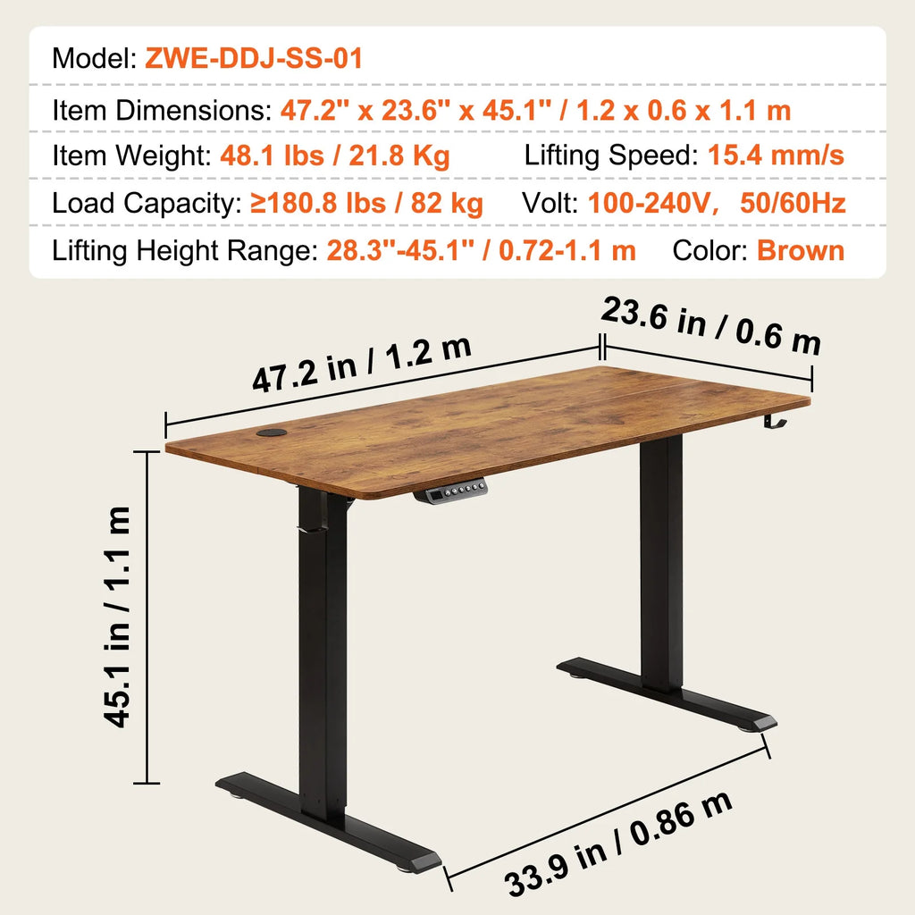 47.2" x 23.6" Adjustable Height Electric Standing Desk E138567