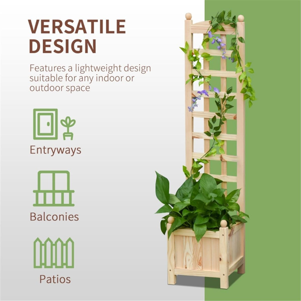 Raised Garden Bed Wood Planter with Trellis B818366