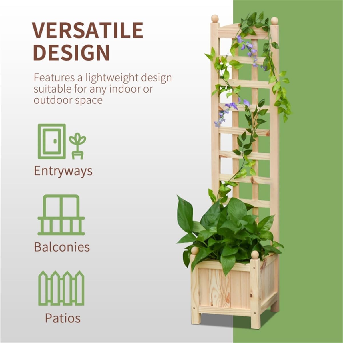 Raised Garden Bed Wood Planter with Trellis B818366