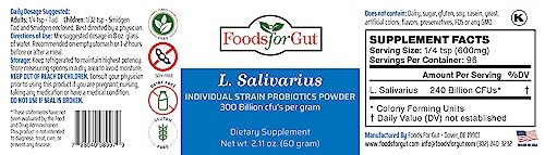 Lactobacillus Salivarius Probiotic Powder 300 Billion cfu's 30 Grams F2909