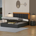 Queen Size Upholstered Bed with LED Headboard and 2 Nightstand H34923