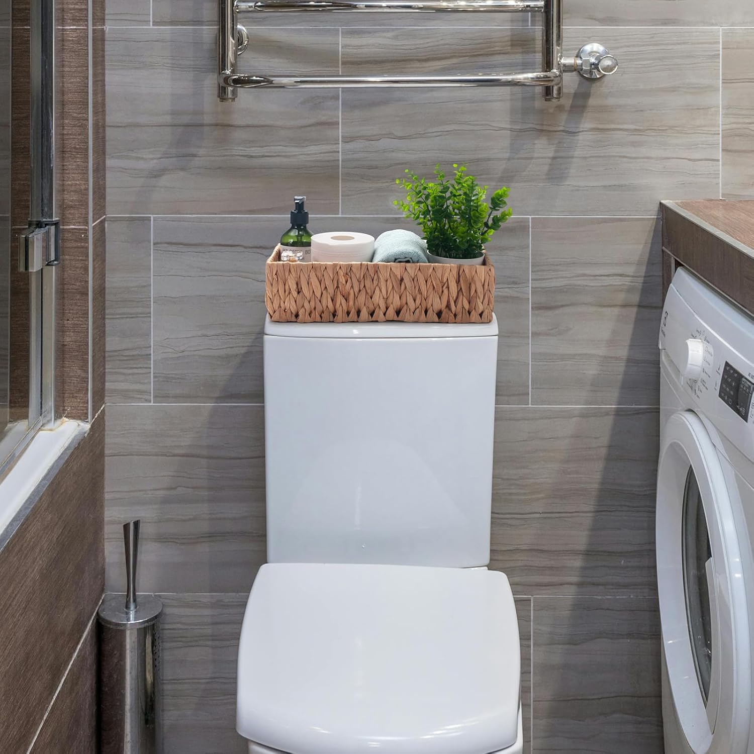 Water Hyacinth Wicker Toilet Paper Basket 14.2 x 6.5 x 3.7 inch Z316493