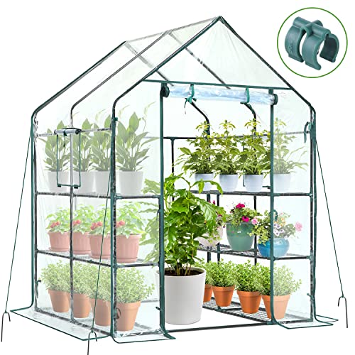 Plastic Greenhouse with Improved Transparent PVC Cover, 3 Tiers 12 Shelves N247415