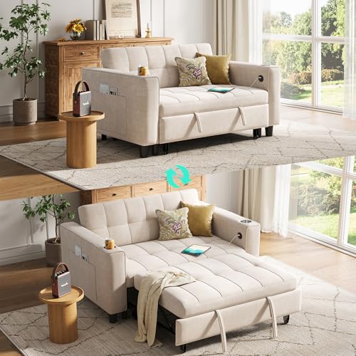 Green Corduroy 3-in-1 Convertible Sofa Bed D19384