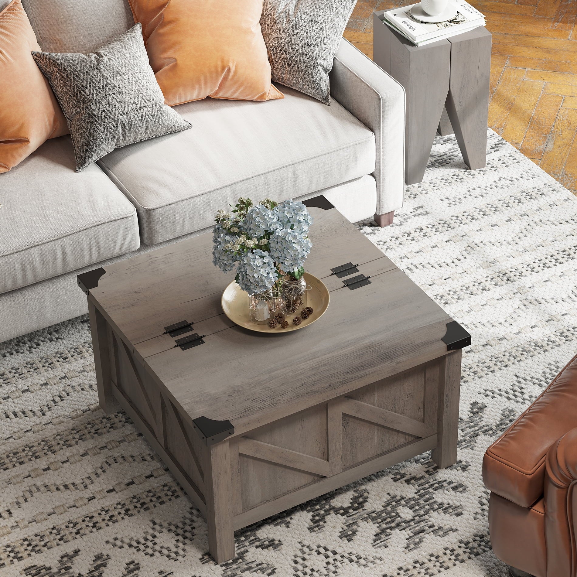 Grey Square Wood Lift-Top Coffee Table H1760