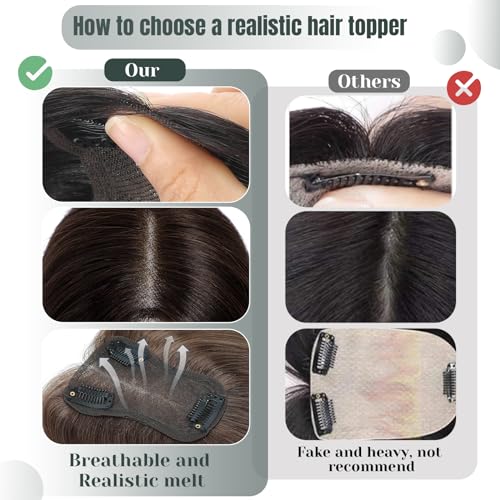 10 Inch Real Human Hair Toppers Swiss Base Clip in Hair Extensions E783768
